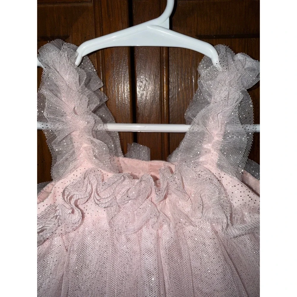 Cupcakes and Cashmere Baby Girls Pink Glitter Tulle Ruffle Dress 6-9M